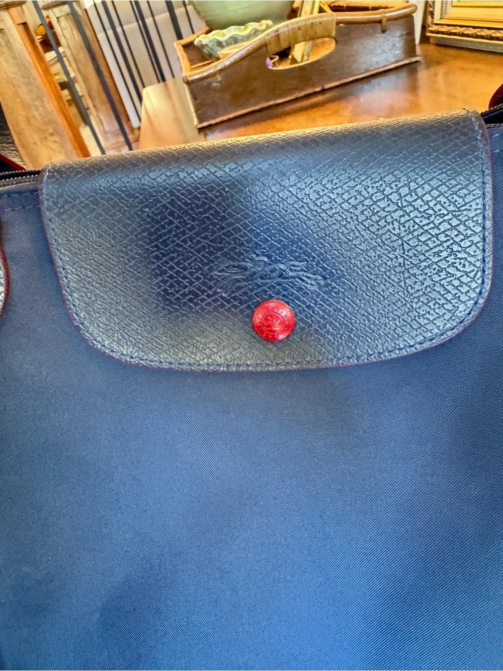 Longchamp Navy Blue Tote Bag with red Accent - Women Bags - Picture 5 of 9